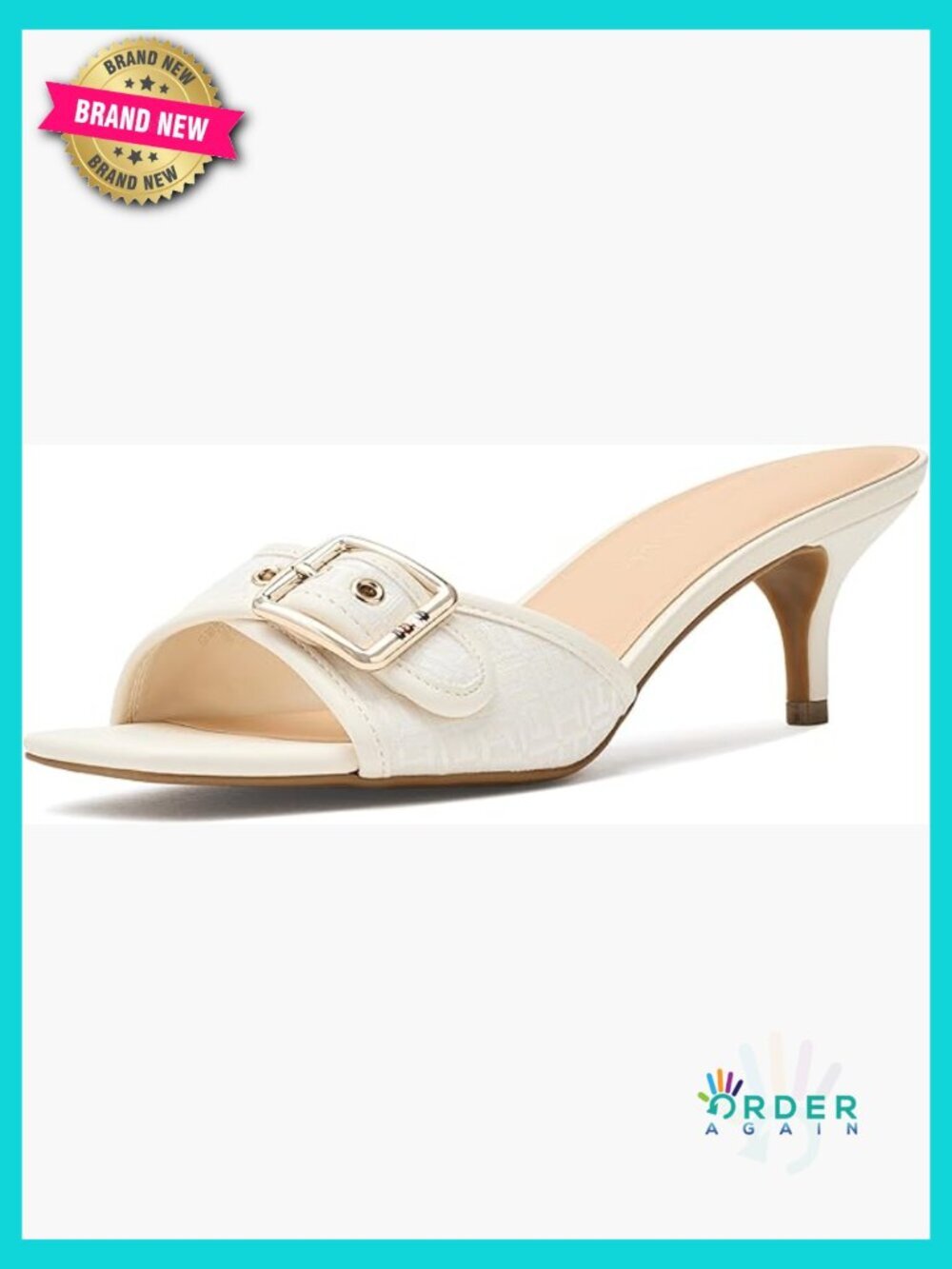 Kitten Heel Sandals Slingback Square Open Toe Chunky Heel Dressy Chic